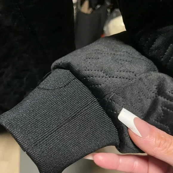 BOOHOO MENS TALL HOUNDSTOOTH QUILTED VELVET BOMBER JACKET BLACK SIZE SMALL - Picture 15 of 15